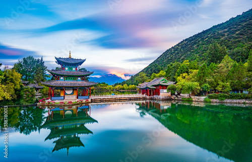 Early morning beauty of Heilongtan Park in Lijiang, Yunnan