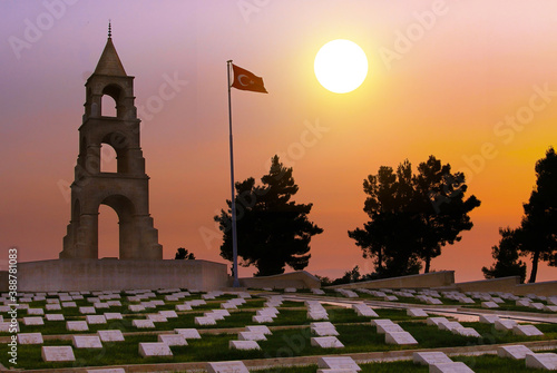 Çanakkale Martyrs Monument is the monument located on Hisarlık Hill in front of Morto Bay at the end of Çanakkale Strait, on the Gelibolu Peninsula within the borders of Çanakkale province. photo