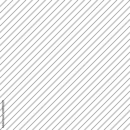 Diagonal thin grey and black lines abstract on white background. Seamless surface pattern design with linear ornament. Angled straight stripes motif. Slanted pinstripe. Striped digital paper. Vector.