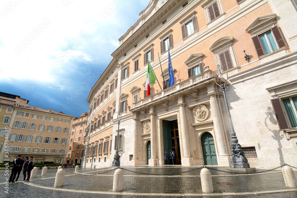 Palazzo Montecitorio is in Piazza del Parlamento near Piazza di Monte Citorio. It houses the Chamber of Deputies of the Italian Republic and the Italian Parliament