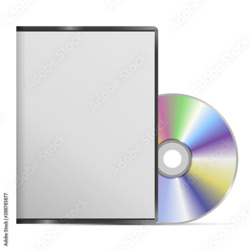 Blank DVD case and disc isolated on white background. 3d illustration