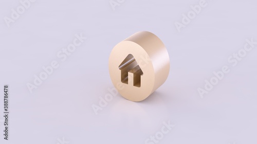 Home icon engraved in a cylinder. 3D Rendering.
