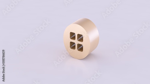 App - Aplication icon engraved in a cylinder. 3D Rendering.
