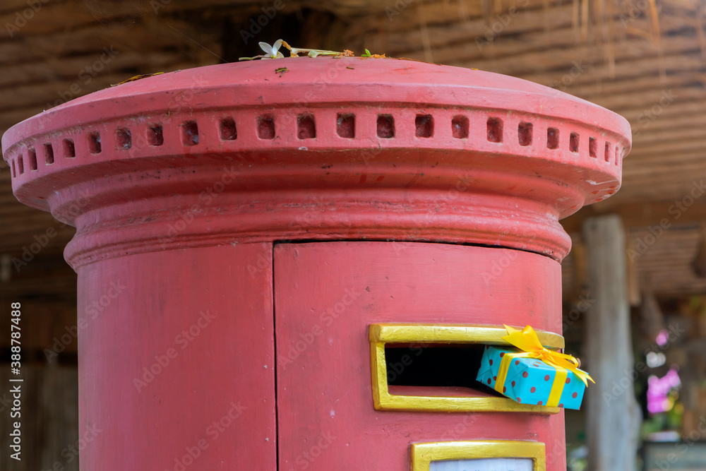 Closeup handcraft gift boxes on a mailbox Closeup handcraft gift boxes on a mailbox