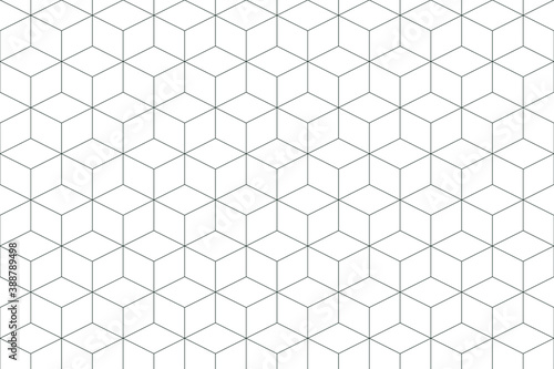 Seamless black and white hexagonal line abstract isometric pattern. Minimal geometric vector shape background. Eps 10 texture outline illustration