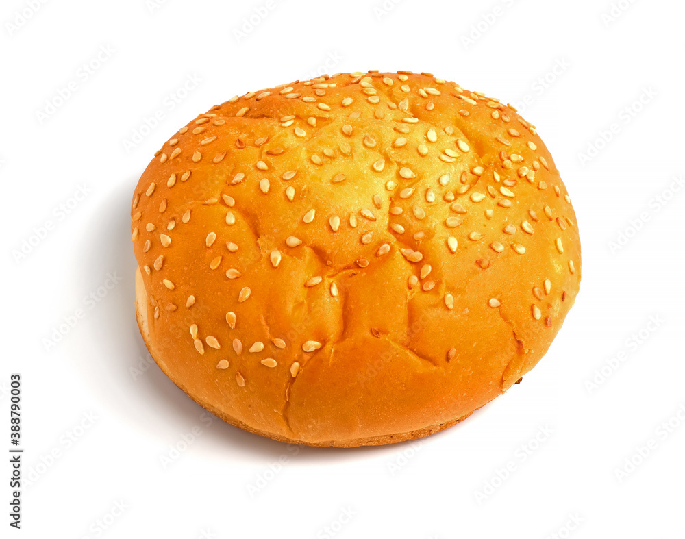 hamburger bun on white