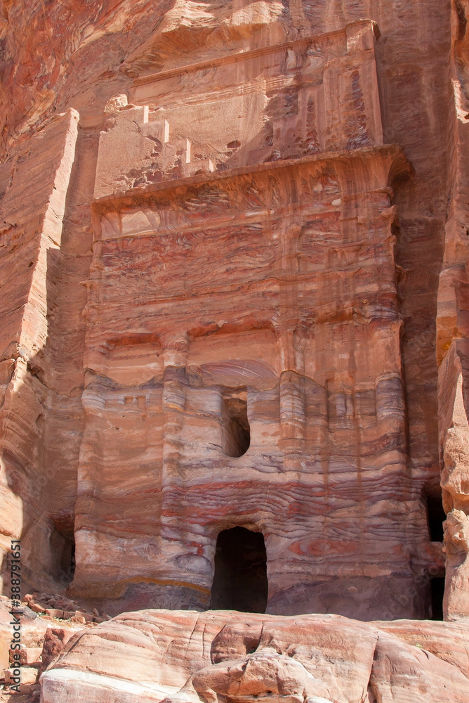 The Silk Tomb in the city of Petra, Jordan