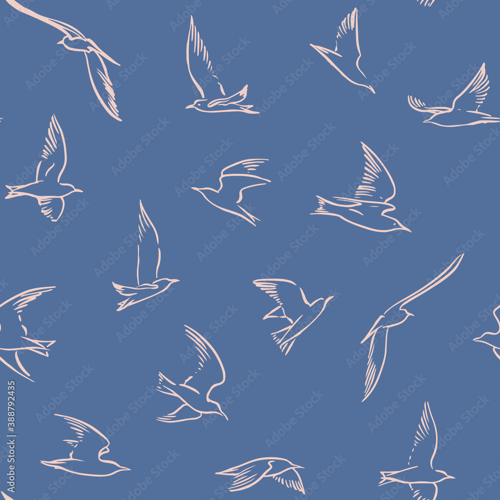 Seamless pattern with sea gulls. Vector illustration. Seamless pattern with sea gulls. Vector illustration.
