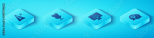 Set Isometric Metronome with pendulum, Armchair, Psychology, Psi and Psychologist online icon. Vector.