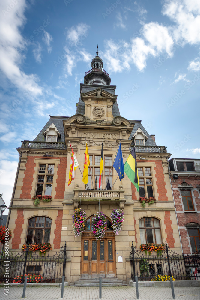 Malmedy, Belgium - September 7 2019: Historic town hall building in Malmedy, Belgium