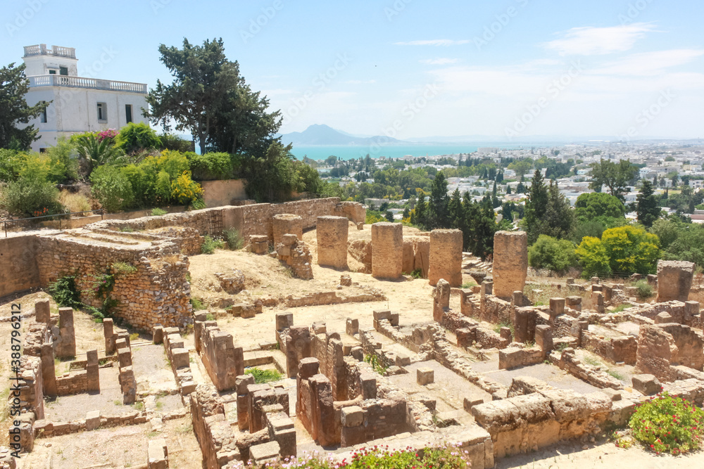View of the ruins of an ancient Carthaginian city in Tunis