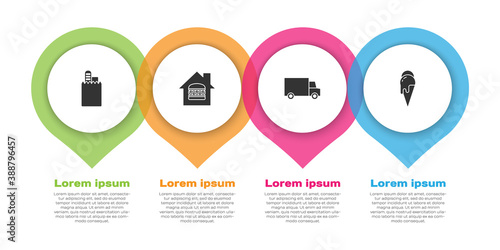 Set Online ordering and delivery, , Fast by car and Ice cream. Business infographic template. Vector.