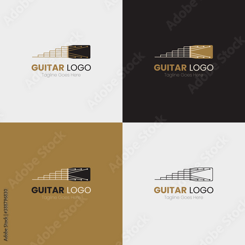 guitar logo design. By combining a ladder, and a guitar. The meaning of the ladder, is the notes, such as the lowest to the highest sound. pulled, from the strings and grips