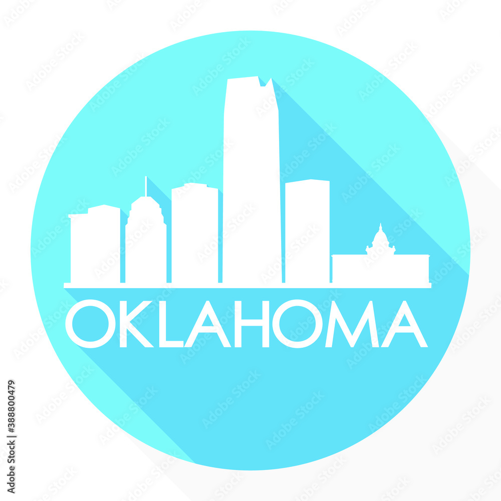 Fototapeta premium Oklahoma City USA Flat Icon Skyline Silhouette Design City Vector Art Famous Buildings.