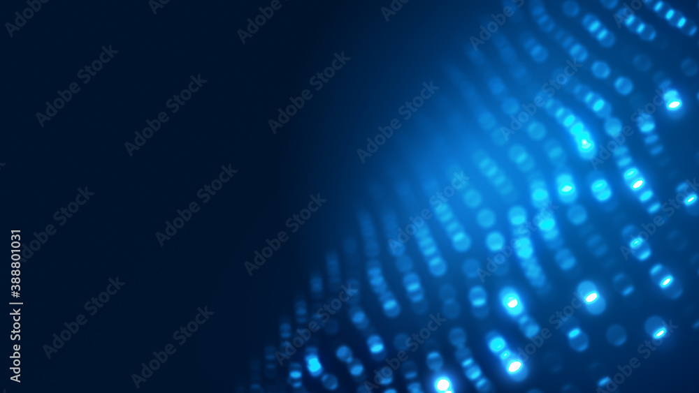 Obraz premium Dot blue wave light screen gradient texture background. Abstract ai technology big data digital background. 3d rendering.