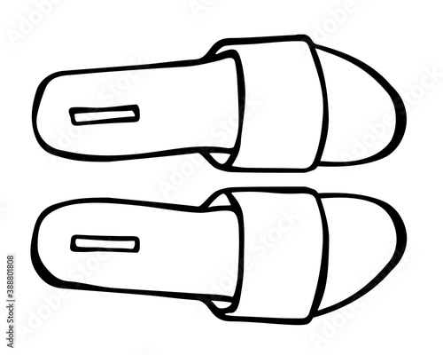 Doodle summer sandals hand drawn in line art style