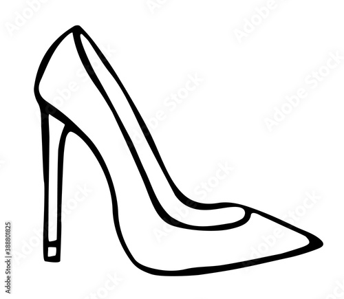 Doodle summer pumps hand drawn in line art style