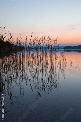 beautiful sunset at the lake mattsee  austria