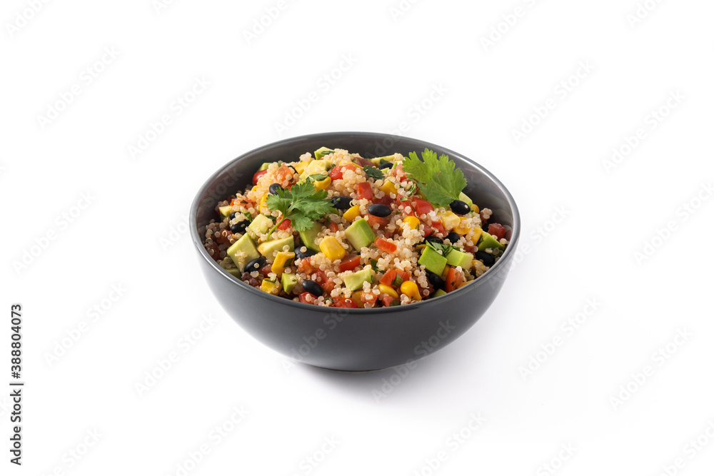 Mexican salad with quinoa in bowl isolated on white background Mexican salad with quinoa in bowl isolated on white background