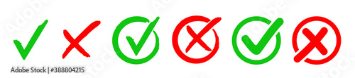 Set check mark and cross. Vector illustartion