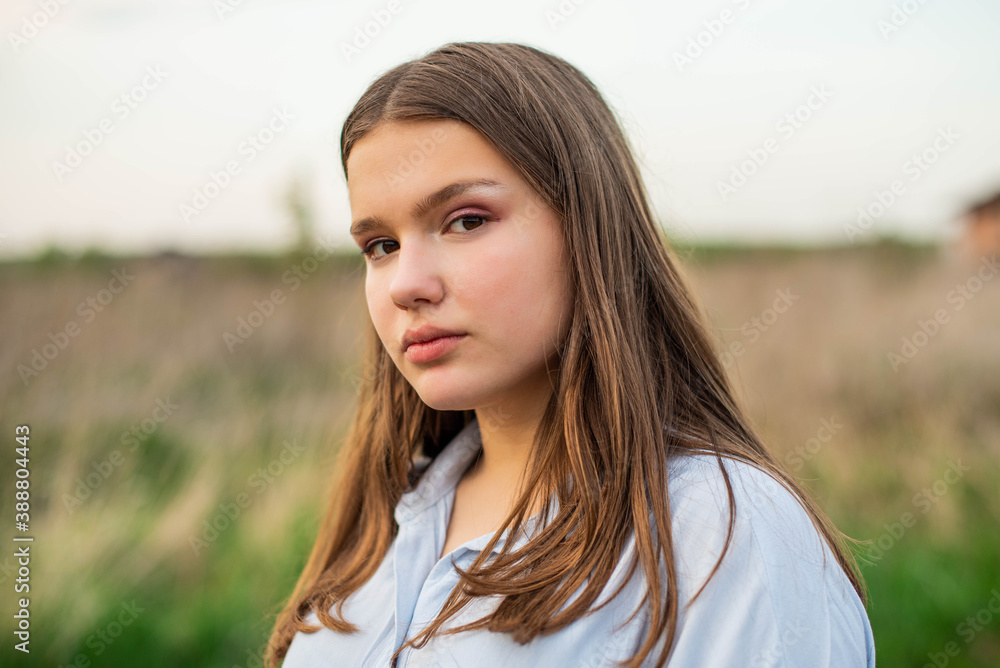 romantic portrait of young beautiful teen girl in the field romantic portrait of young beautiful teen girl in the field