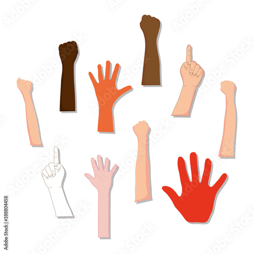 icon set of human hands, colorful design