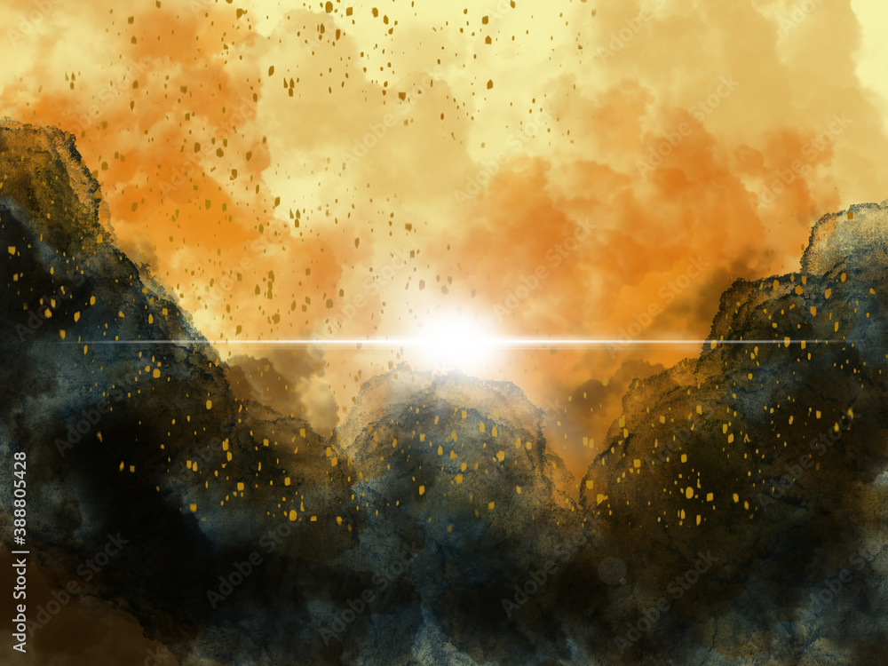 background with clouds and sun
