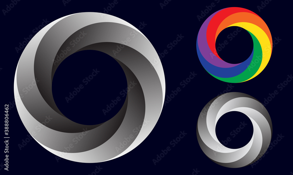 6 segments circle with gradient. Art metallic circle logo or icon. 6 segments circle with gradient. Art metallic circle logo or icon.