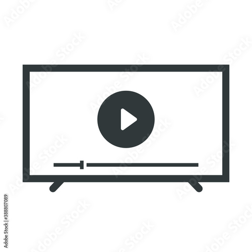 Play Video, Player On Tv Screen Vector Icon