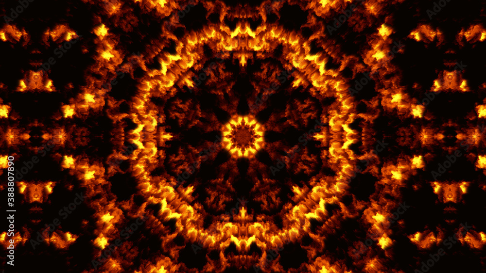Naklejka premium Dark flame-coloured concentric kaleidoscope background