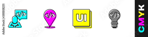Set Front end development, , UI or UX design and icon. Vector.