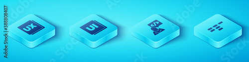 Set Isometric UI or UX design, , Site map and Front end development icon. Vector.