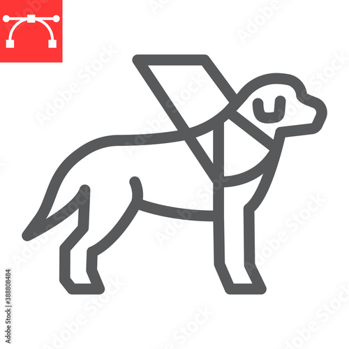 Guide dog line icon, disability and labrador, service dog sign vector graphics, editable stroke linear icon, eps 10.