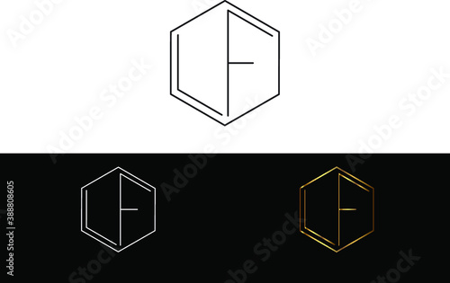 LF hexagon Shape minimalist  logo Design