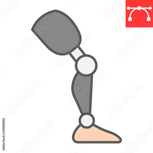 Prosthesis leg color line icon, disability and artificial, prosthetic leg sign vector graphics, editable stroke filled outline icon, eps 10.