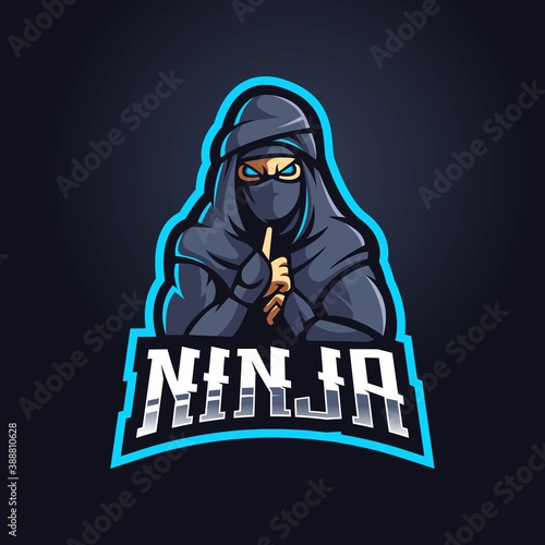 Ninja mascot logo design vector with modern illustration concept style for badge, emblem and t-shirt printing. Silent Ninja for eSport