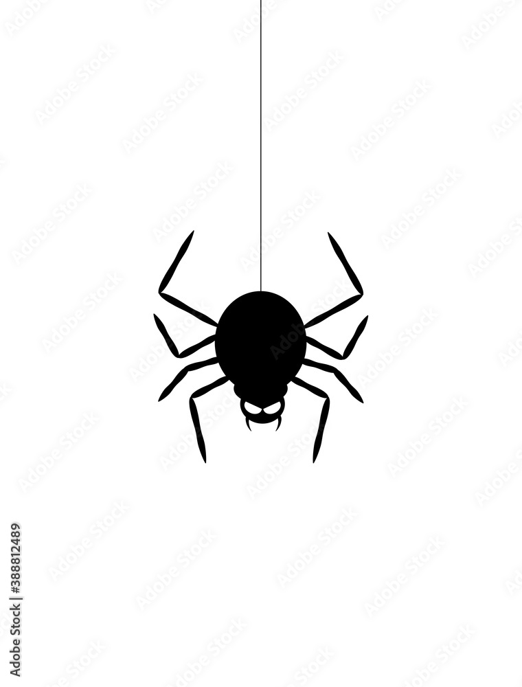 Obraz premium Silhouette spider on the web, vector design
