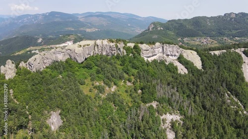 Aerial view of Belintash - ancient sanctuary dedicated to the god Sabazios at Rhodope Mountains, Bulgaria photo