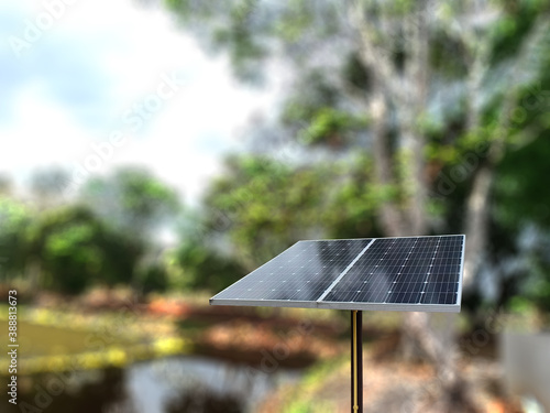 Selective focus of Solar cell or Photovoltaics module (PV module, Solar module) with blurred background.