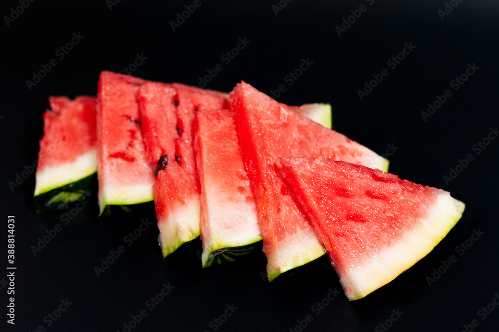 Watermelon slices located at the overlapping diagonally. Watermelon slices located at the overlapping diagonally.
