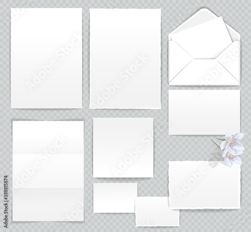 Vector set of isolated stationery items for branding mock-up. All templates with transparent shadows