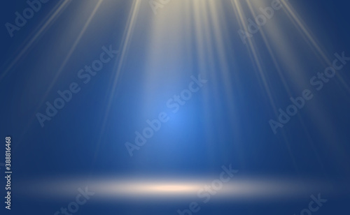 A bright light shining on a transparent background. Light rays emanating from a light source. 