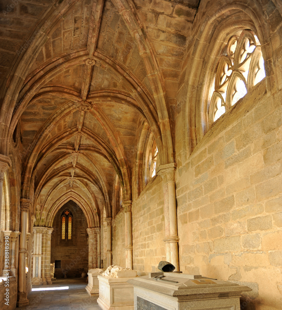Cloister gallery of the gothic Cathedral in Evora, Portugal. Unesco World Heritage Site since 1986. 