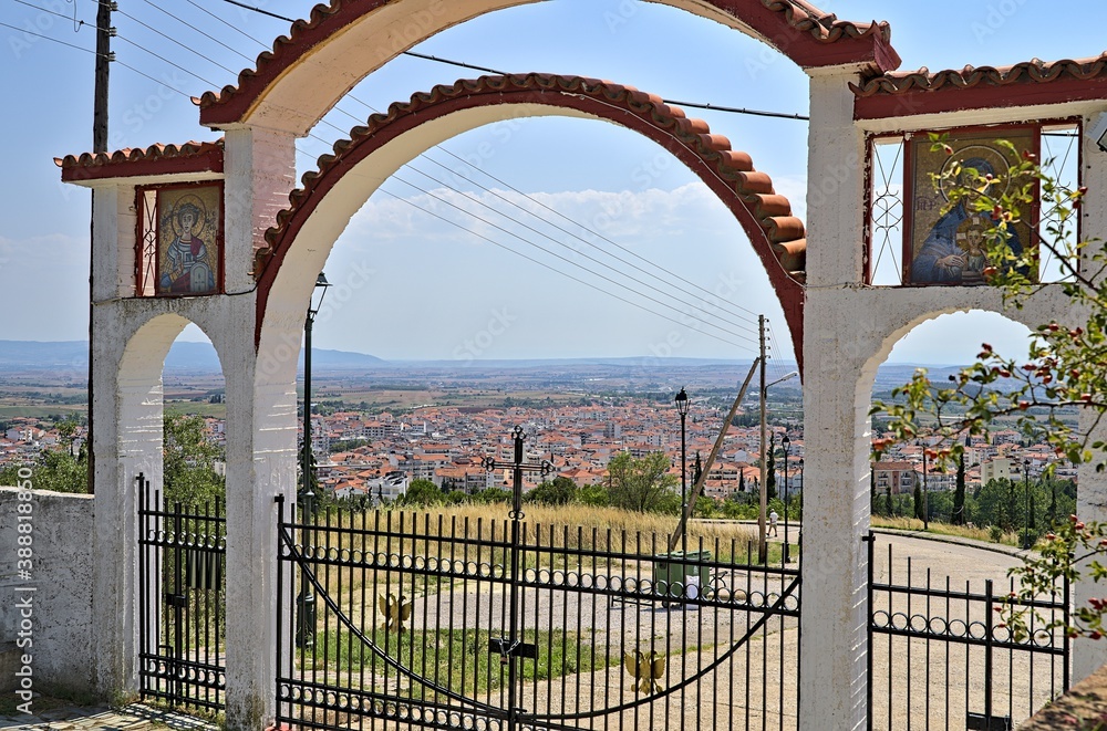 Fototapeta premium Kilkis skyline from St. George Hill at day