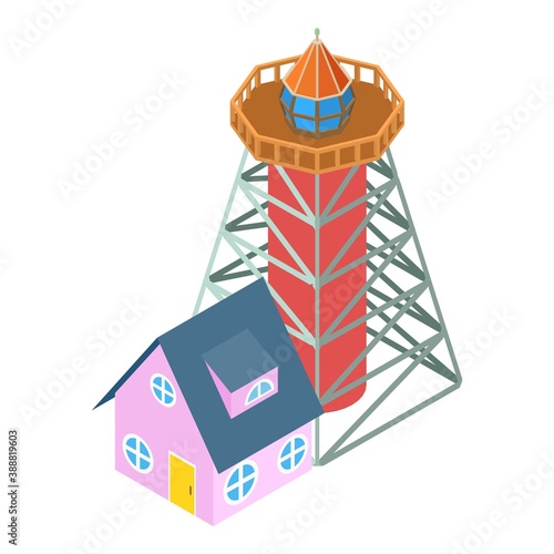 Big lighthouse icon. Isometric illustration of big lighthouse vector icon for web