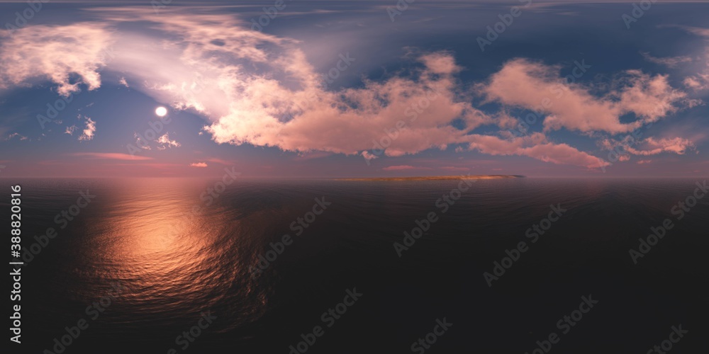 archipelago, sea bay, HDRI, environment map , Round panorama, spherical panorama, equidistant projection, 360 high resolution panorama 
3d rendering,  
