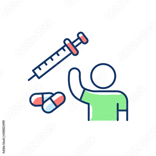 Clinical trial volunteer RGB color icon. Investigational treatment. Study drug. Research process. Focusing on drug safety. Participating in groundbreaking research. Isolated vector illustration