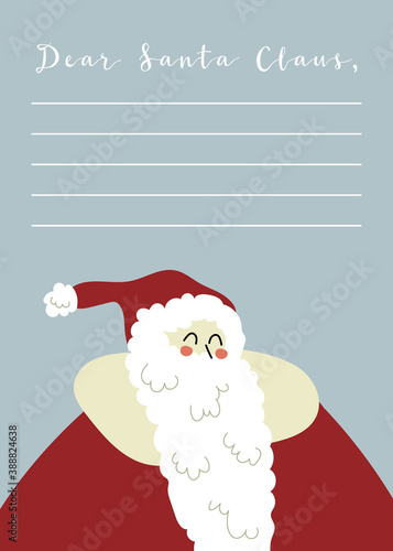 Letter for Santa Claus. Christmas template. Layout letter. Child wish list. New 2021 Year and Xmas celebration preparation. Vector flat cartoon style