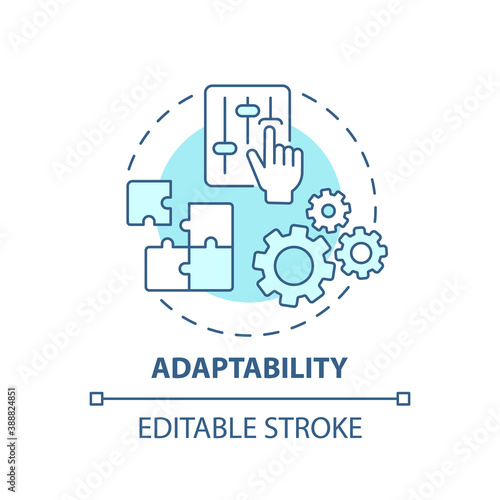 Adaptability concept icon. Creative thinking skills. Adjust ability to different options. Respond to changes idea thin line illustration. Vector isolated outline RGB color drawing. Editable stroke