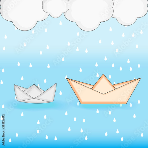 Illustration of elements of Monsoon season background

